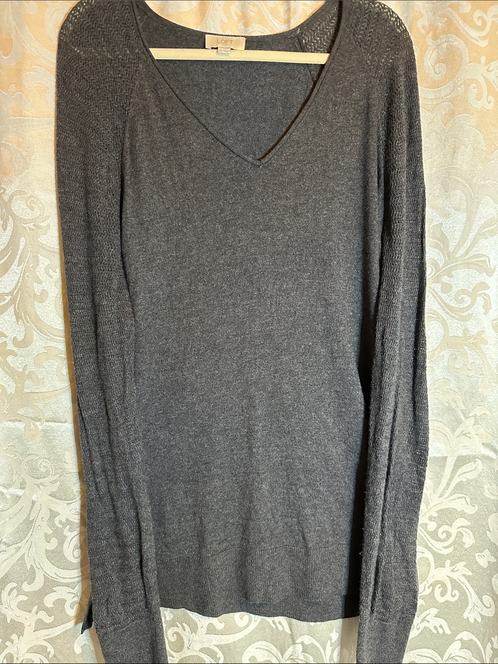 LOFT Charcoal Gray Women's V-Neck Sweater